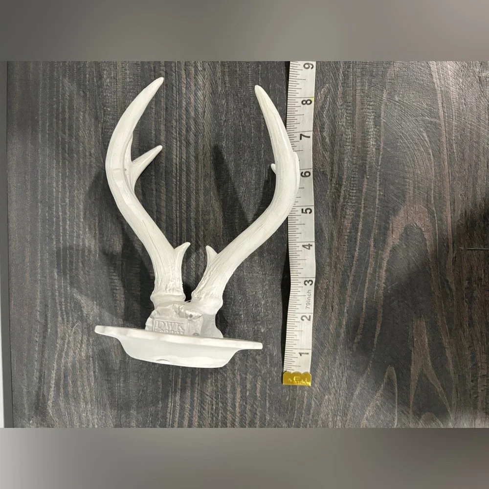 DWK Corporation Faux Antler Trinket Dish Jewelry Holder White Decor